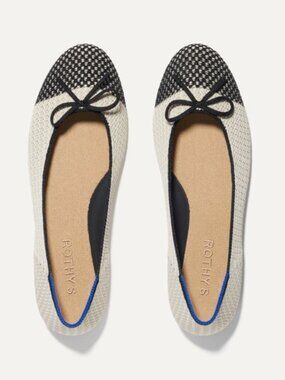 Rothy’s The Ballet Flat - Cream Captoe with Black Bow